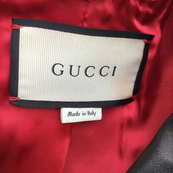 GUCCI BLACK CRYSTAL EMBELLISHED MOTO ZIP LAMBSKIN LEATHER JACKET - Picture 5 of 6